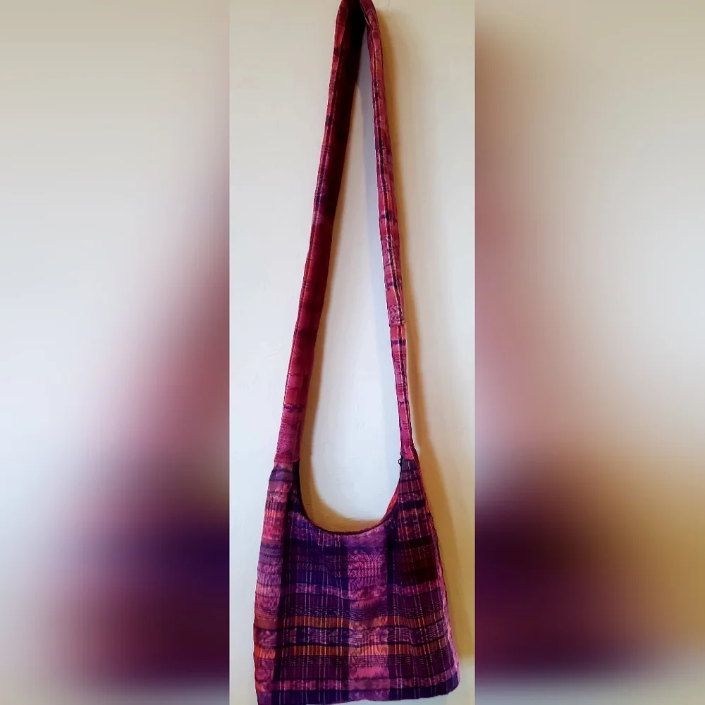 Crossbody Cotton Blend Multicolor Embroidered Hobo Bag Inner & Outer Pockets - Picture 3 of 8